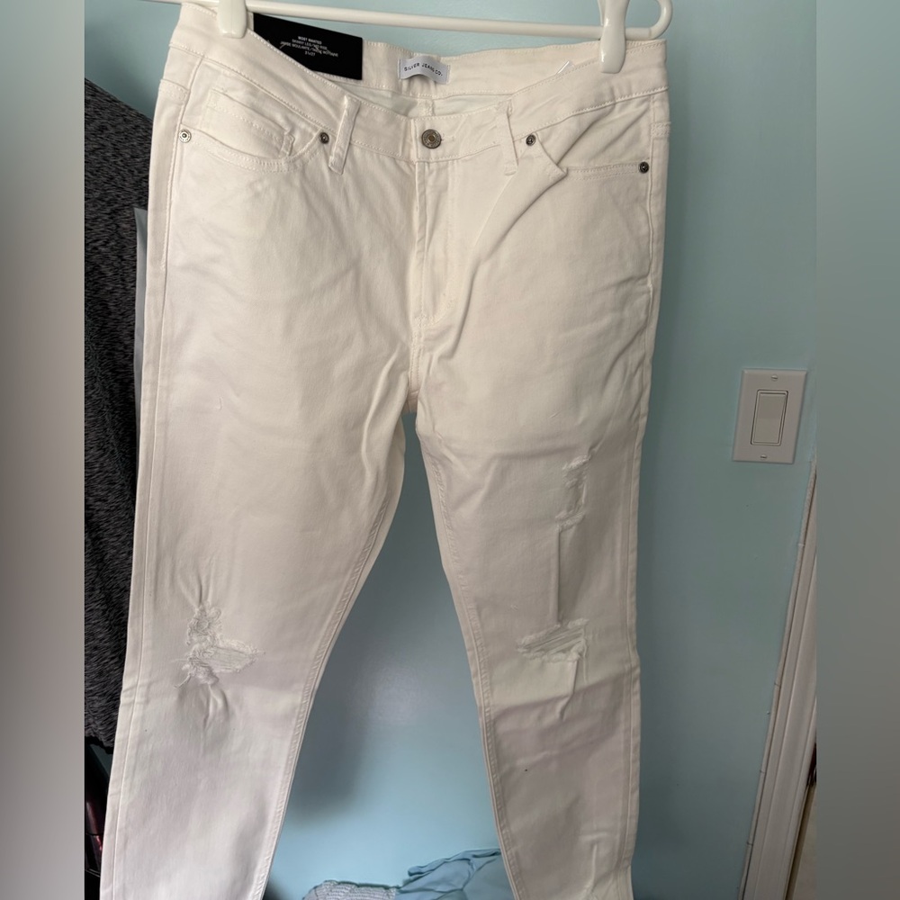 White Distressed Silver Jeans